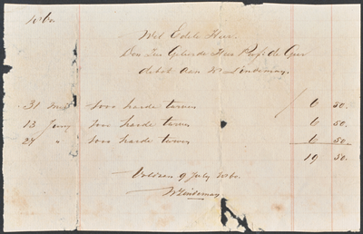 711641 Handgeschreven nota van W. Lindeman, [In Hout en Turf, Kromme Nieuwegracht G 373] te Utrecht, ten name van prof. ...